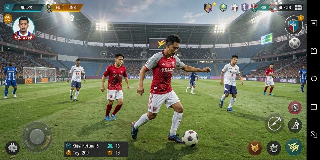 Tampilan menarik gameplay BOLA88 dengan strategi tim sepak bola.