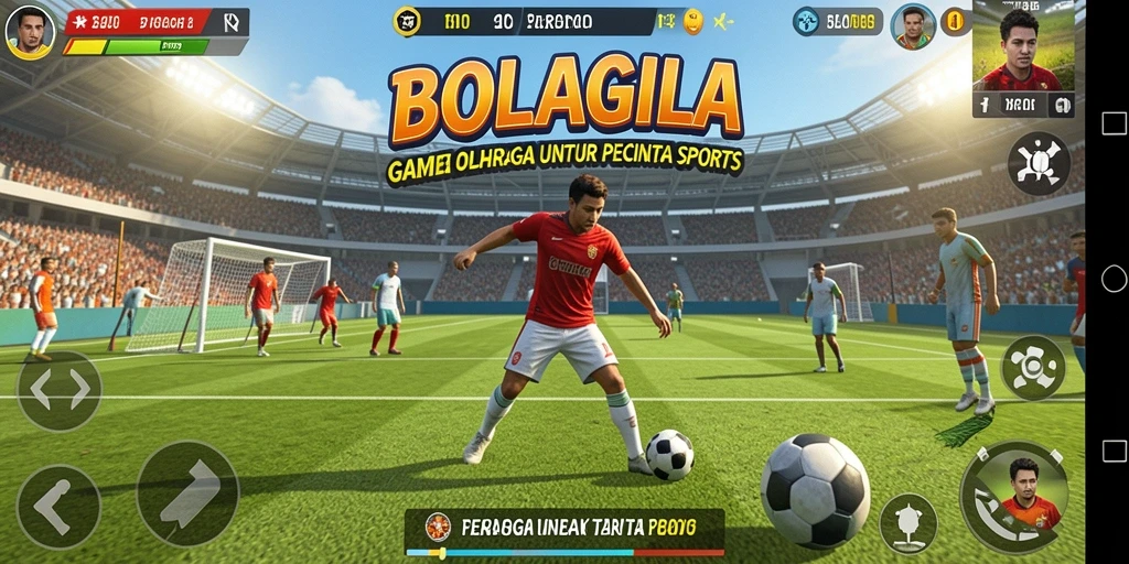 Screenshot gameplay BOLAGILA yang menampilkan aksi seru dalam olahraga.