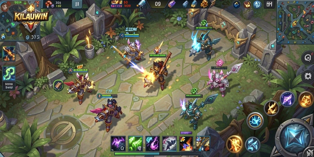 Tangkapan layar KILAUWIN yang menampilkan action gameplay MOBA.