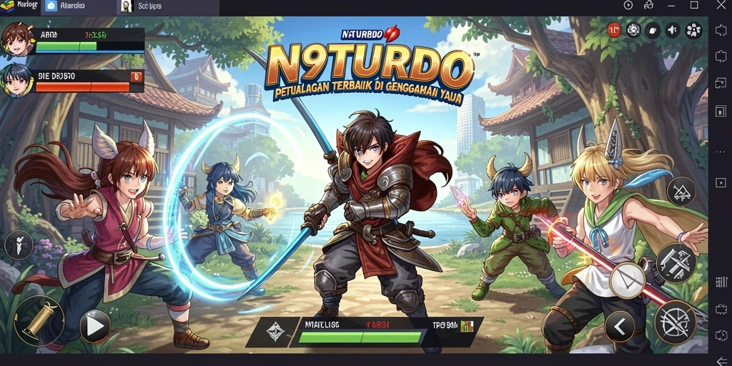 Tampilan gameplay menarik dari N9TURBO dengan karakter Anime yang ikonik.