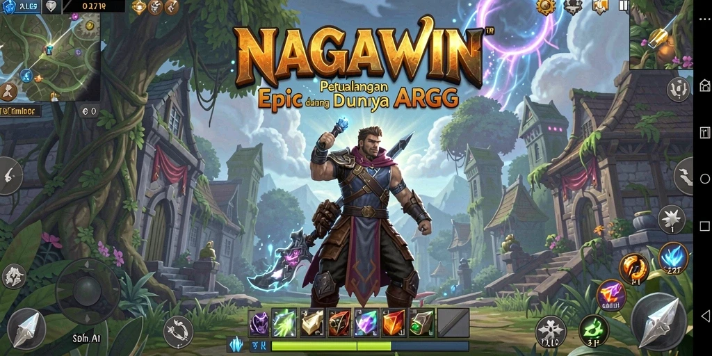 Tangkapan layar dari gameplay mengasyikkan NAGAWIN dengan karakter sedang bertarung.