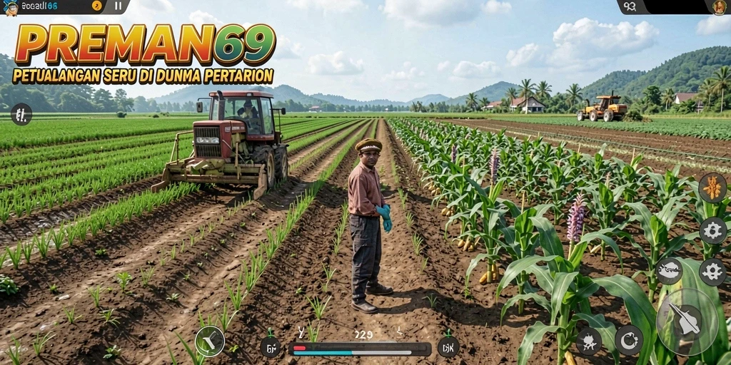 Tampilan gameplay seru dari PREMAN69 dengan petualangan pertanian.